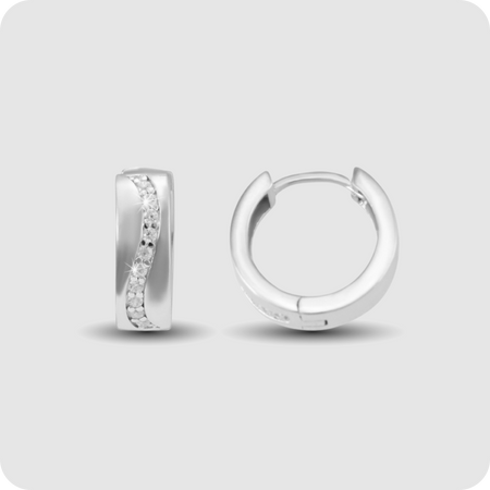 Creolen 925 Silber rhodiniert mit Zirkonia Steine Ohrringe Echtschmuck modern