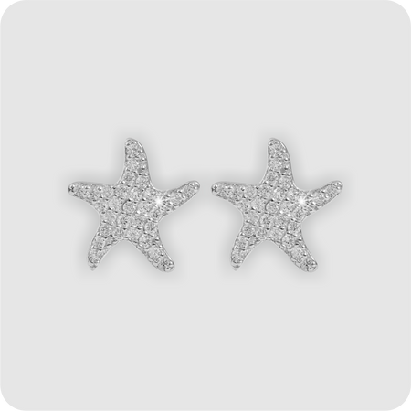 Ohrstecker Stern Seestern 925 Silber rhodiniert + Zirkonia Ohrringe Echtschmuck