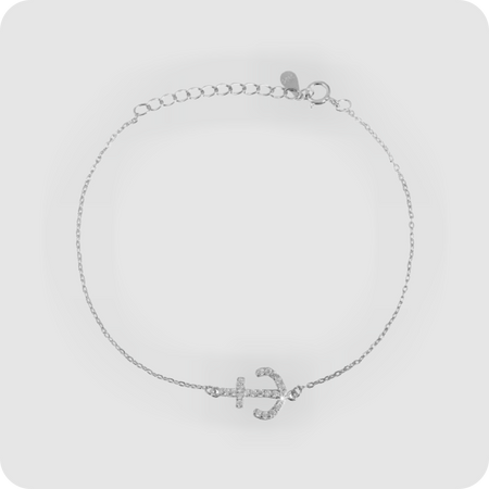 Armband 925 Silber rhodiniert Anhänger Anker + Zirkonia Echtschmuck maritim