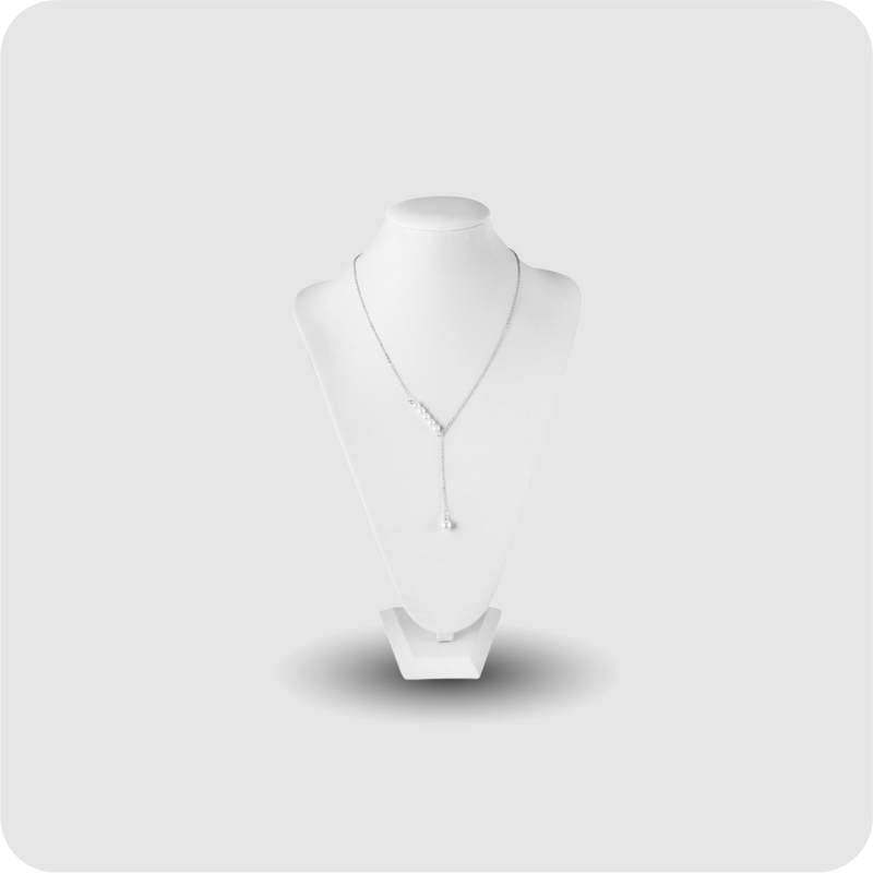 Y-Kette mit Perlen Kette Halskette mit Anhänger Collier silber Ankerkette