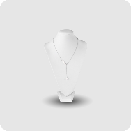 Y-Kette mit Perlen Kette Halskette mit Anhänger Collier silber Ankerkette