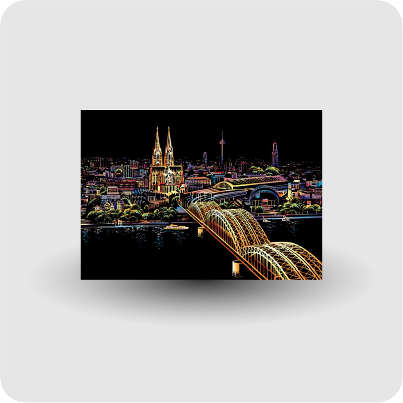 Kratzbild Großstadt Kölner Dom basteln groß 40 x 28 cm