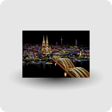 Kratzbild Großstadt Kölner Dom basteln groß 40 x 28 cm