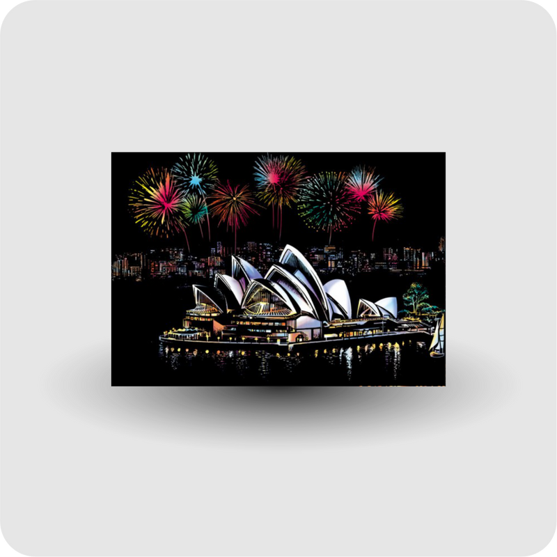 Kratzbild Großstadt Sydney Oper basteln groß 40 x 28 cm