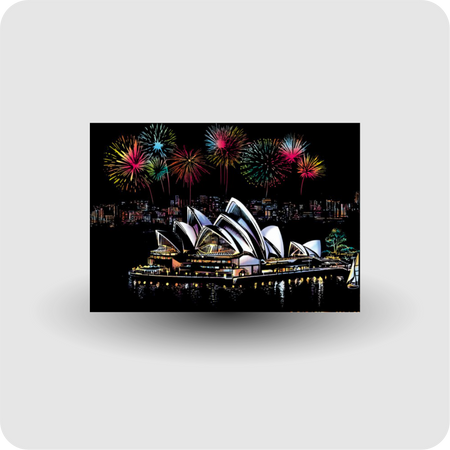 Kratzbild Großstadt Sydney Oper basteln groß 40 x 28 cm