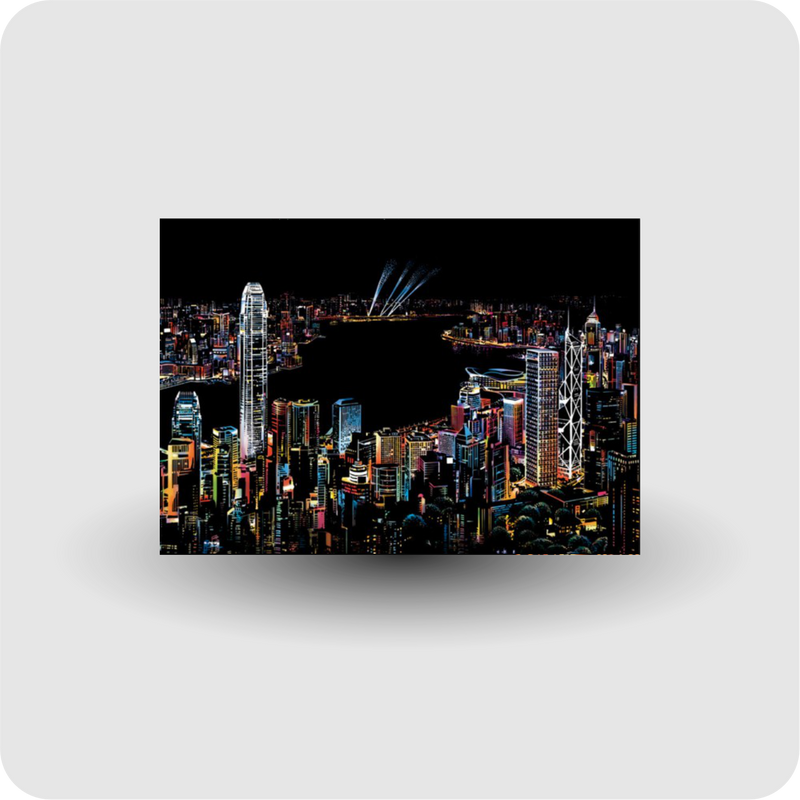 Kratzbild Großstadt Wolkenkratzer basteln groß 40 x 28 cm