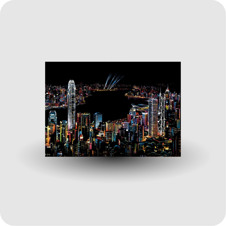 Kratzbild Großstadt Wolkenkratzer basteln groß 40 x 28 cm