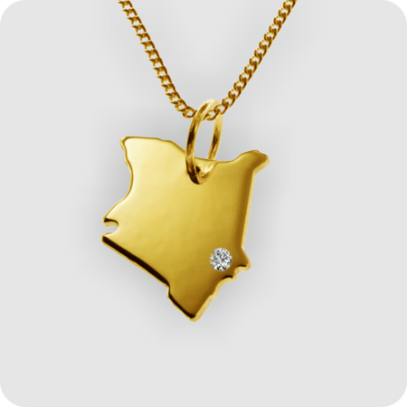 50cm Halskette + Kenia Anhänger mit einem Brillant 0,015ct an Ihrem Wunschort in massiv 585 Gelbgold