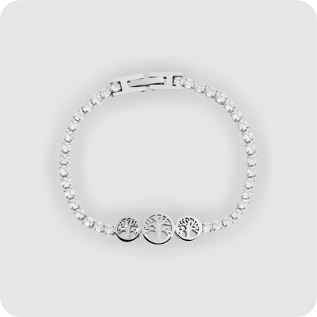 Edelstahl Armband silber + Strass mit Anhänger Lebensbaum Edelstahlarmband