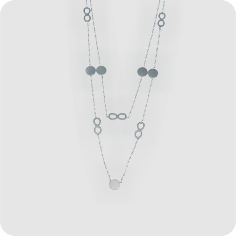 Edelstahl Kette mit Anhänger Unendlich Schleife Damenkette silber lang modern