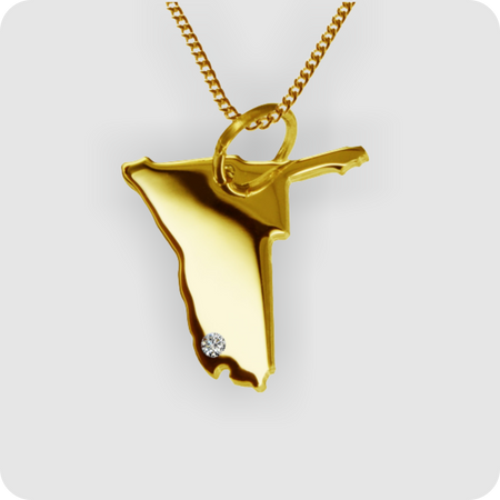 50cm Halskette + Namibia Anhänger mit einem Brillant 0,015ct an Ihrem Wunschort in massiv 585 Gelbgold