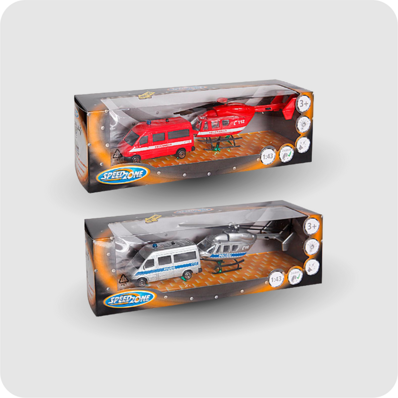 Einsatzfahrzeuge mit Anhänger, 26cm, 1 Stück