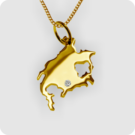 50cm Halskette + Nordamerika Anhänger mit einem Brillant 0,015ct an Ihrem Wunschort in massiv 585 Gelbgold