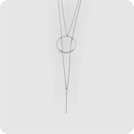 Kette Halskette Damenkette silber 2 reihig 80 cm lang modern