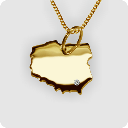 50cm Halskette + Polen Anhänger mit einem Brillant 0,015ct an Ihrem Wunschort in massiv 585 Gelbgold