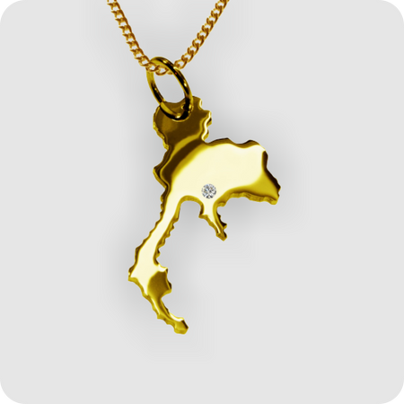 50cm Halskette + Thailand Anhänger mit einem Brillant 0,015ct an Ihrem Wunschort in massiv 585 Gelbgold